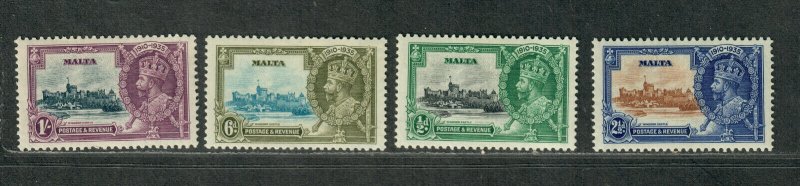 Malta Sc#184-187 M/H/VF, Silver Jubilee, Cv. $22