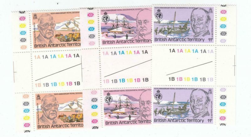 BRITISH ANTARCTIC TERRITORY #s 77-78,80 SIDEWAYS WMK T/LIGHTS GUTTER PAIRS