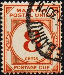 Malaya Postal Union. 1936 8c S.G.D19 Fine Used