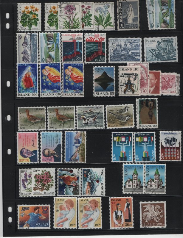 ICELAND, 78 MOSTLY USED STAMPS