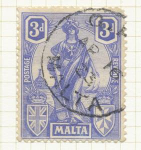 Malta 1922  3d Blue used example 