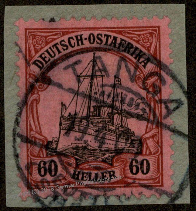 Germany 1909 East Africa TANGA Ostafrika DOA Wmk Mi37 Yacht Stamp Expertiz 85395