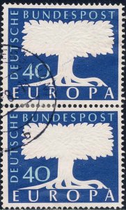 Germany 1957 Sc 772 Europa United Europe Tree CDS 2 Stamp U