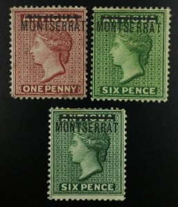 MOMEN: MONTSERRAT SG #1-3 CROWN CC 1876-83 MINT OG H £1,400 LOT #61900