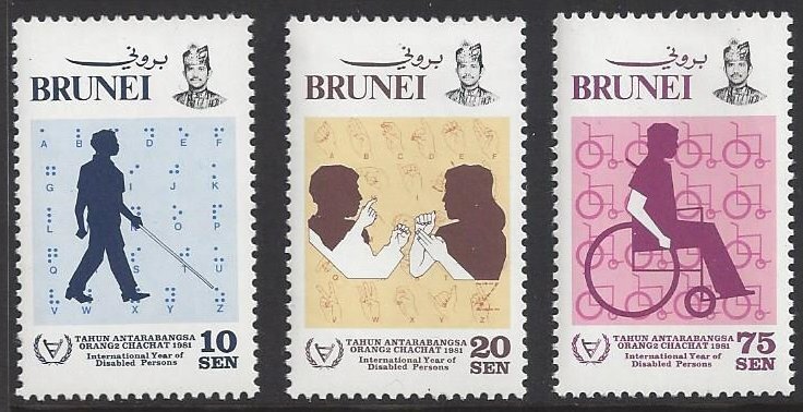 Brunei #273-75 MNH set, International year of the disabled, issued 1981