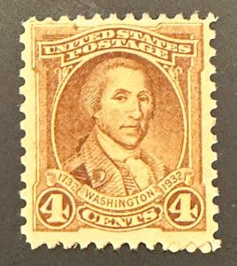 Scott#: 709 - Washington at 49 4c 1932 Single Stamp MNHOG - Lot 18