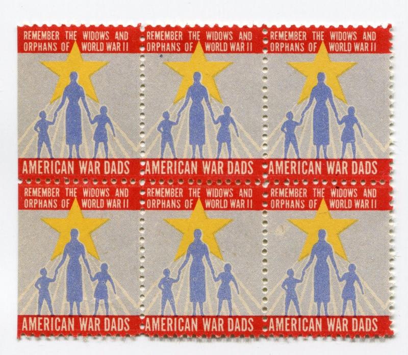 American War Dads World War 2 ll Widows Orphans charity stamp Poster seal block