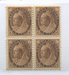 QV 1898 6 cents Numeral block of 4 mint o.g. bottom 2 stamps NH