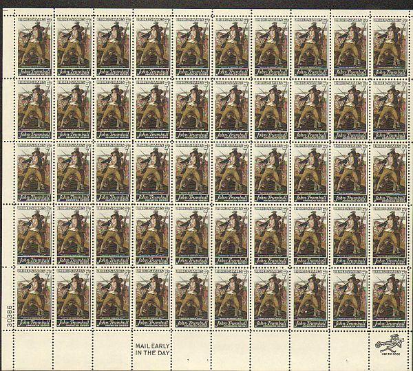 US #1361 Mint Sheet John Trumbull 