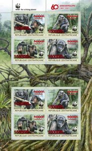 Stamps of CENTRAL AFRICAN REP. 2021 - WWF 60 YEARS