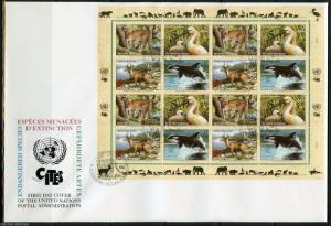UNITED NATIONS SPECTACULAR COVER HOLDING 2000  ENDANGERED SPECIES 4 FDC 