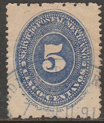 MEXICO 194D, 5¢ LARGE NUMERAL, USED. F-VF. (1371)