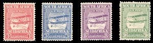 South Africa #C1-4 Cat$45, 1925 Airpost, set of four, hinge remnants
