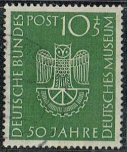 Germany 1952,Sc.#B331 used, Owl on gear (Signum of the German Museum)