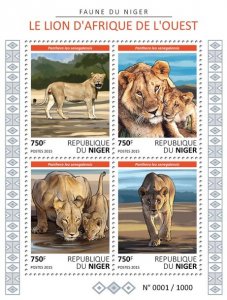 NIGER - 2015 - West African Lions - Perf 4v She et - Mint Never Hinged