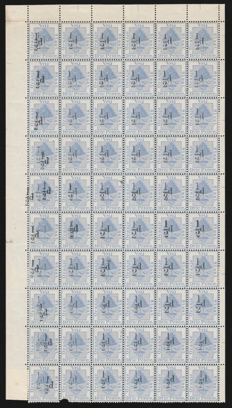 ORANGE FREE STATE 1896 ½d on Tree 3d pane all types a-g, + DOUBLE & TRIPLE RARE! 