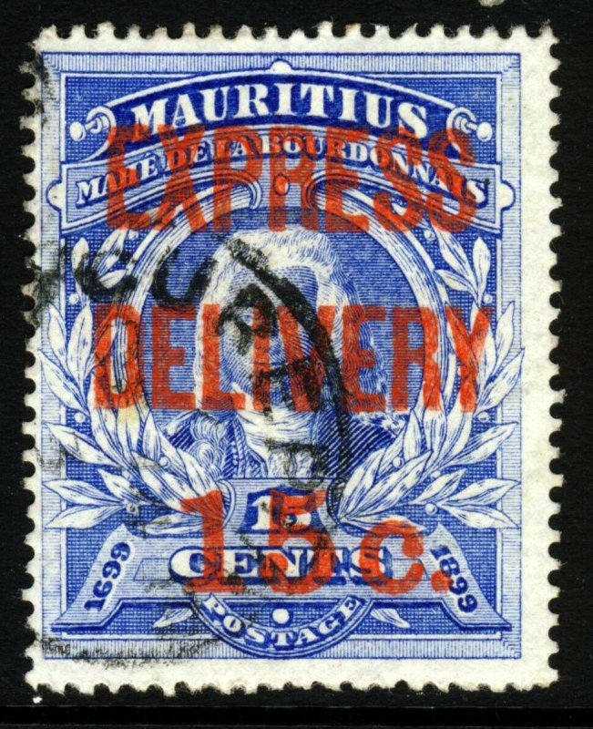 MAURITIUS 1903 EXPRESS DELIVERY STAMP Surcharged 15c. in RED SG E1 VFU