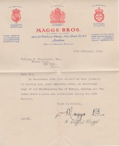 G.B. 1930 Maggs Brothers Ornate Letter Head Stationary signed H.Clifford Maggs