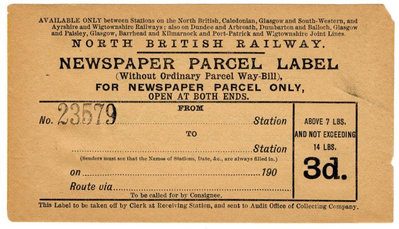 (I.B) North British Railway : Newspaper Parcel 3d