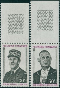 French Polynesia 1971 Sc#270-271,SG145-146 General de Gaulle death set MNH