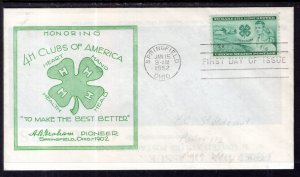US 1005 Four H Clubs Springfield Pencil FDC