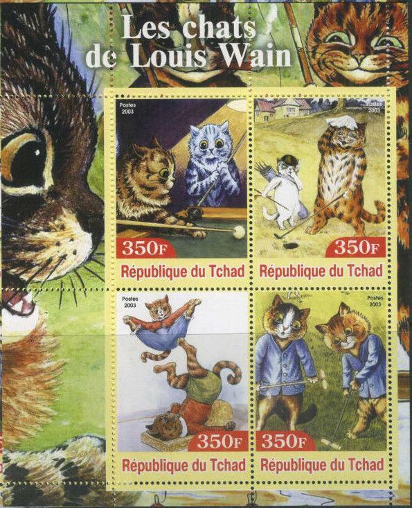 TCHAD CHAD SHEET ART PAINTINGS CATS LOUIS WAIN