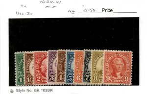 United States Postage Stamp, #634-641 Mint NH, 1926-34 (AB)