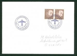 Sweden. Flight Cover 1964  Abo -Norrkoping- Copenhagen. Addressed.