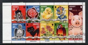 Jersey  Sc 702a   1995 Greetings stamp booklet pane used