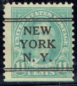 1922 11c Hayes DLE Precancel f/NEW YORK NY (563-G-1E) READS: NORMAL!