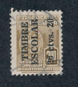 Ecuador 1951 Scott RA61 used - 20c on 2s, Consular service