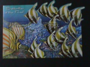 PITCAIRN ISLANDS- SC#410-BUTTERFLIES AND ANGEL FISHIES-SPECIAL CUT--MNH S/S