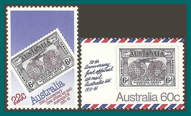Australia 1981 UK Airmail Service, MNH  #776-777,SG770-SG771