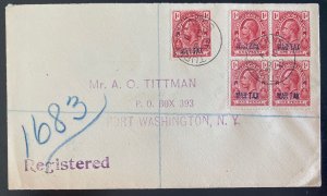 1919 Turks & Caicos Island Cover To Port Washington NY USA Tax War Stamp 1d 