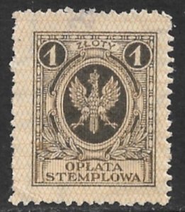 POLAND 1927 1z Perf. 12 General Duty Revenue Bft.92 Used