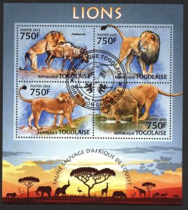 Togo 2013 Wild Cats Lions sheet Used / CTO