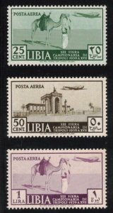 LIBYA 1939 13th Sample Fair Airmails; Scott C36-38; MNH