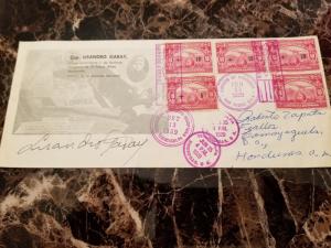 1929 San Pedro Sula Honduras Cover Signed Flown by Captain Lisandro Garay Pilot