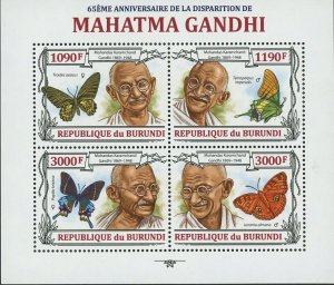 Mahatma Gandhi Stamp Butterflies Tides Aecus Papilio Krishna S/S MNH #3198-3201
