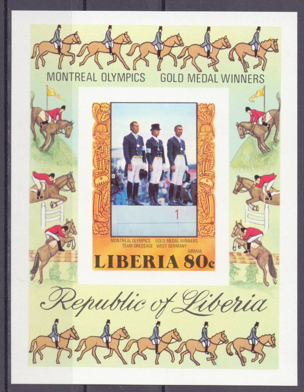 Liberia. 1977. bl86B. Horses. MNH.