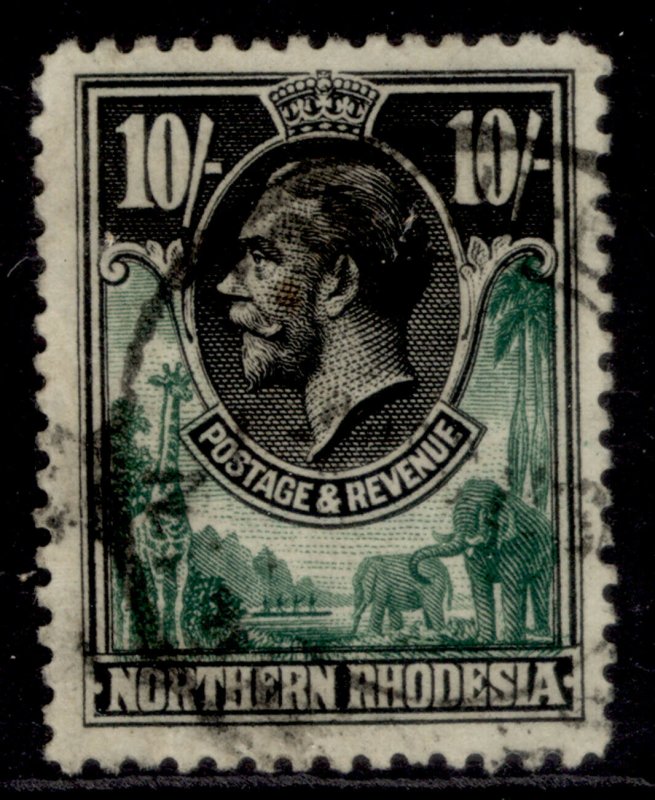 NORTHERN RHODESIA GV SG16, 10s green & black, FINE USED. Cat £100.