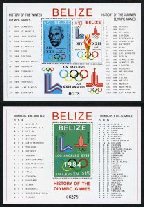 Belize SG MS628 1981 Olympic Games History Mini sheets Fresh U/M