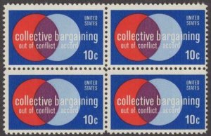 Scott # 1558 - Block Of 4 - Collective Bargaining - MNH - 1975