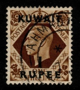 KUWAIT SG71 1948 1r on 1/= BISTRE-BROWN USED