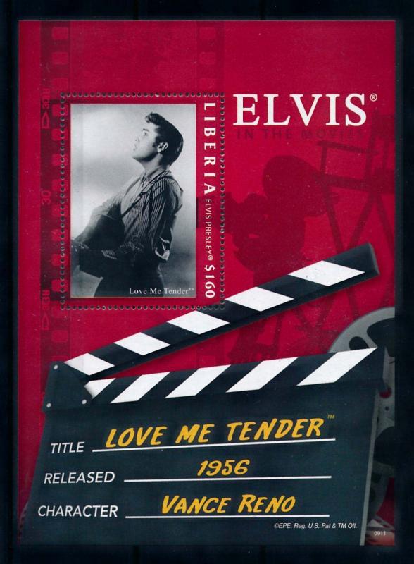 [76299] Liberia 2009 Music Elvis Presley Love Me Tender Movie Sheet MNH