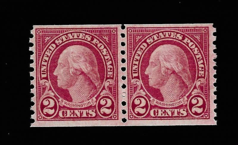 US 1925 Sc# 606 2  cent Washington  Pair Mint NH - Vivid Color - Centered - GEM 