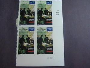 U.S.# 3782-MINT/NH--LR PLATE # BLOCK OF 4--LOUISIANA PURCHASE BICENTENNIAL--2003