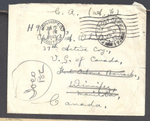Canada FIELD POST OFFICE 452 COVER TO WINNIPEG 1st CORPS FIELD COY. RCE BS27791