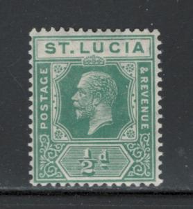 St. Lucia 1921 King George V 1/2p Scott # 76 MH