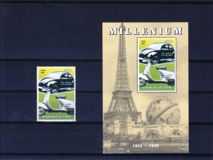 Chad 1999 Sc#808f  VOLKSWAGEN BEETLE & VESPA SCOOTER Set+Souvenir Sheet MNH